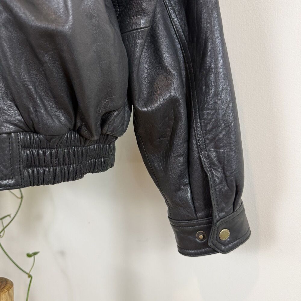 Vintage Lambskin Leather Black Bomber Jacket | Buttery Soft, Small - Picture 8 of 12